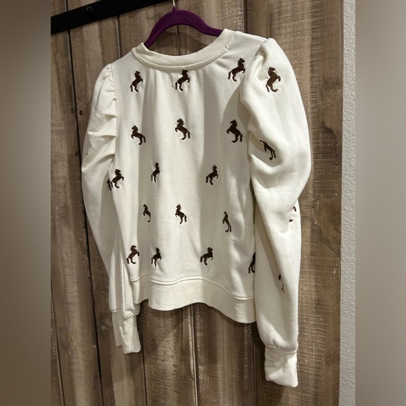 Maeve Puff-Sleeve Embroidered Sweatshirt, M - Picture 11 of 12